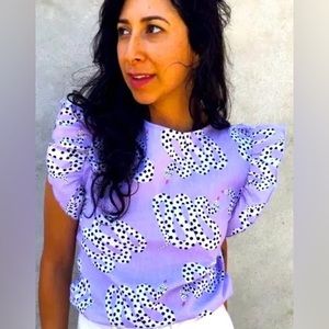 Nooworks Snakes Ruffle Linen Top - Size XL